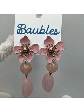 Baubles PINK Floral Drop Earrings
